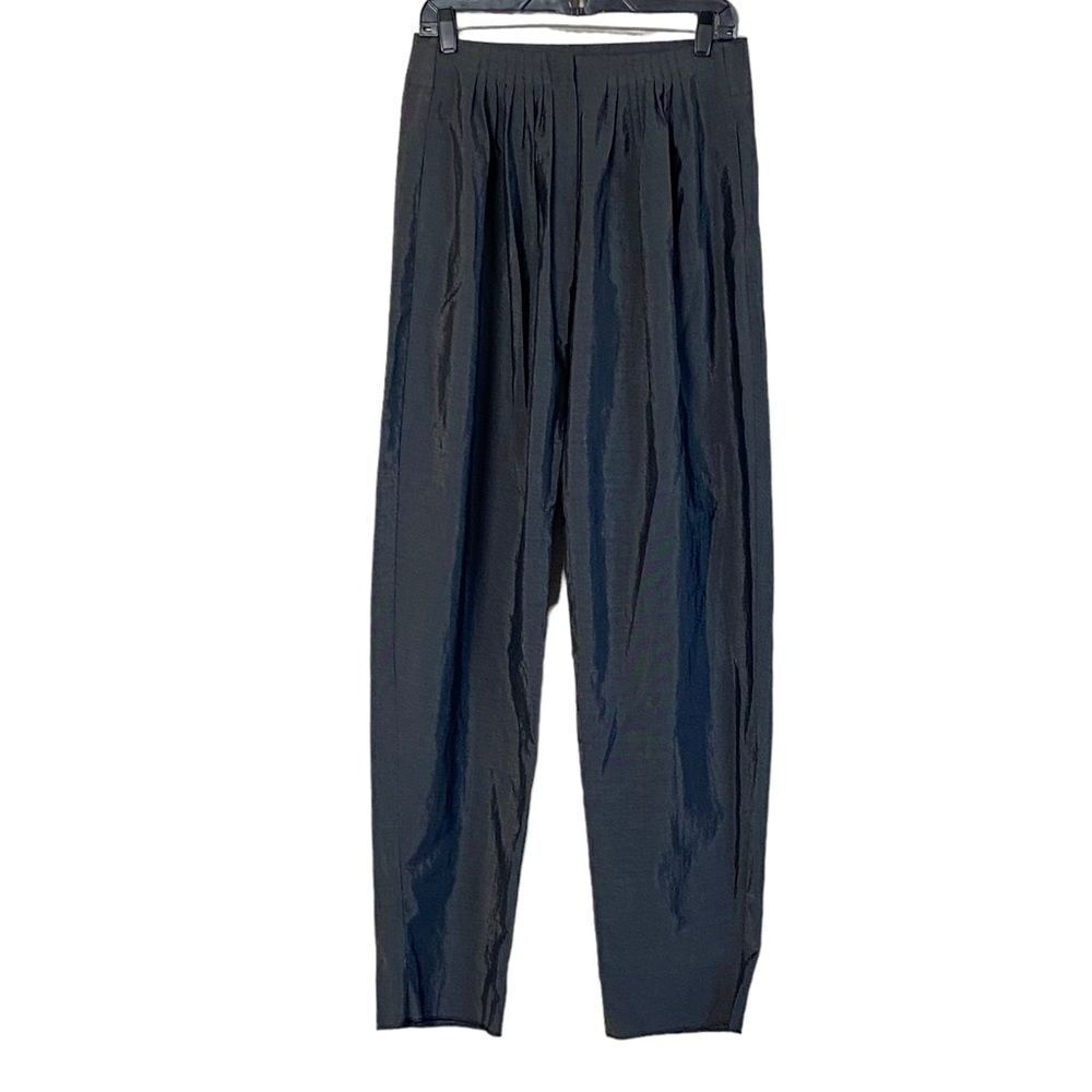 Emporio Armani Vintage Pleated Black White Wool Blend Trousers IT 42 Sz US 6